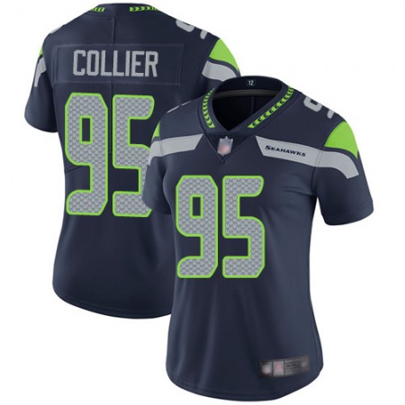 Nike Seahawks #95 L.J. Collier Steel Blue Team Color Women's Stitched NFL Vapor Untouchable Limited Jersey