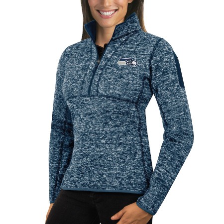 Seattle Seahawks Antigua Women's Fortune Half-Zip Sweater Heather College Navy