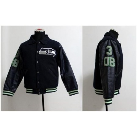 Mitchell And Ness NFL Seattle Seahawks #3 Russell Wilson Authentic Wool Jacket