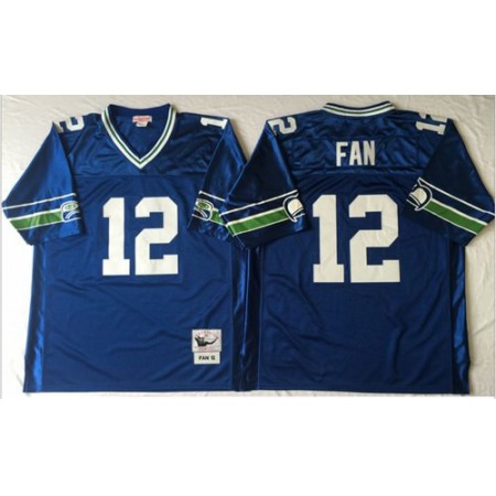Mitchell And Ness Seahawks #12 Fan Blue Throwback Stitched NFL Jersey