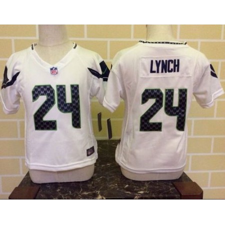 Toddler Nike Seahawks #24 Marshawn Lynch White Stitched NFL Elite Jersey