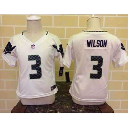 Toddler Nike Seahawks #3 Russell Wilson White Stitched NFL Elite Jersey