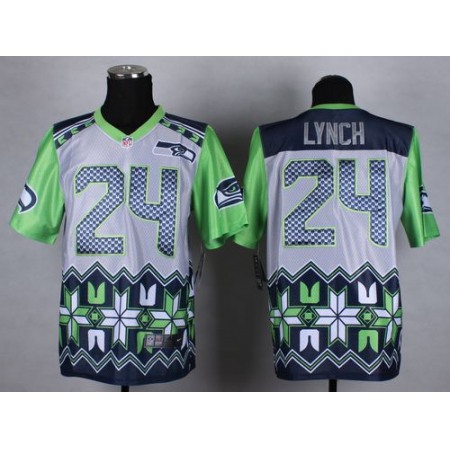 Nike Seahawks #24 Marshawn Lynch Grey Men's Stitched NFL Elite Noble Fashion Jersey