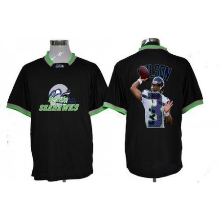 Nike Seahawks #3 Russell Wilson Black Men's NFL Game All Star Fashion Jersey