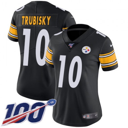 Nike Steelers #10 Mitchell Trubisky Black Team Color Women's Stitched NFL 100th Season Vapor Limited Jersey