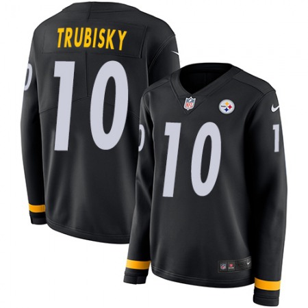 Nike Steelers #10 Mitchell Trubisky Black Team Color Women's Stitched NFL Limited Therma Long Sleeve Jersey