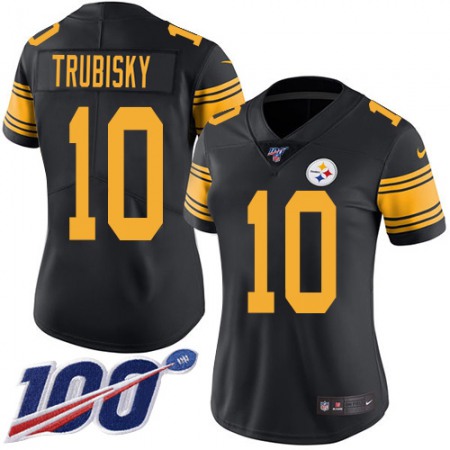 Nike Steelers #10 Mitchell Trubisky Black Women's Stitched NFL Limited Rush 100th Season Jersey