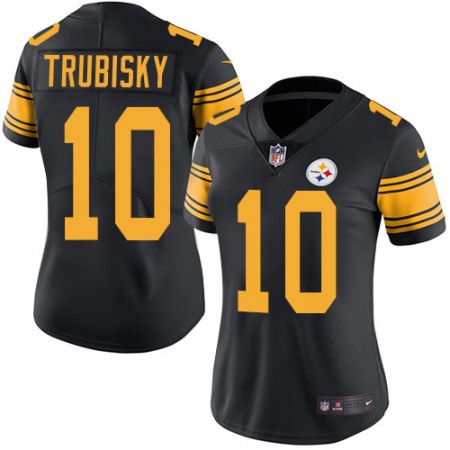 Nike Steelers #10 Mitchell Trubisky Black Women's Stitched NFL Limited Rush Jersey