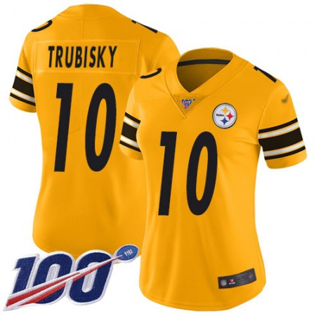 Nike Steelers #10 Mitchell Trubisky Gold Women's Stitched NFL Limited Inverted Legend 100th Season Jersey