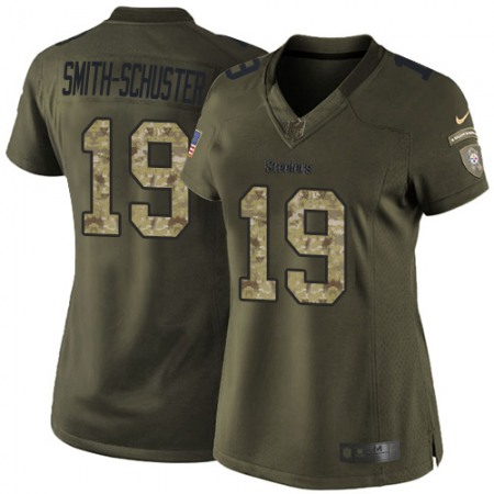 Nike Steelers #19 JuJu Smith-Schuster Green Women's Stitched NFL Limited 2015 Salute to Service Jersey