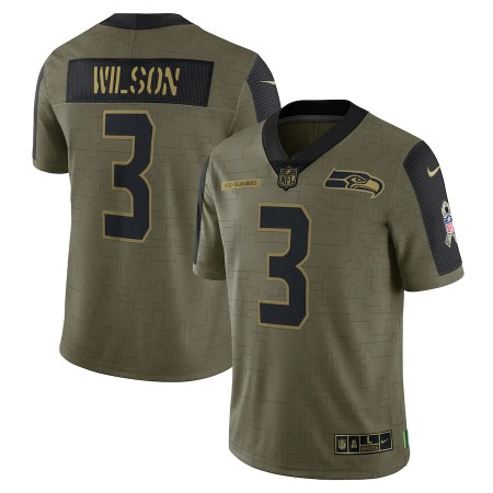 Seattle Seahawks #3 Russell Wilson Olive Nike 2021 Salute To Service Limited Player Jersey
