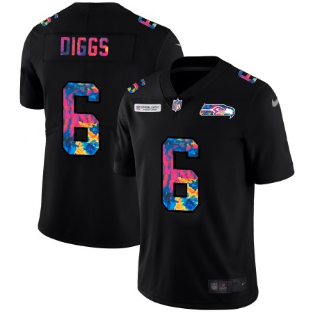 Seattle Seahawks #6 Quandre Diggs Men's Nike Multi-Color Black 2020 NFL Crucial Catch Vapor Untouchable Limited Jersey