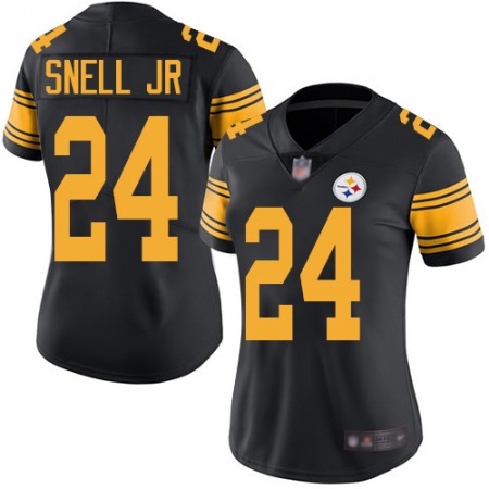 Nike Steelers #24 Benny Snell Jr. Black Women's Stitched NFL Limited Rush Jersey