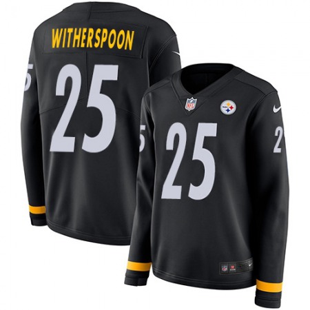 Nike Steelers #25 Ahkello Witherspoon Black Team Color Women's Stitched NFL Limited Therma Long Sleeve Jersey