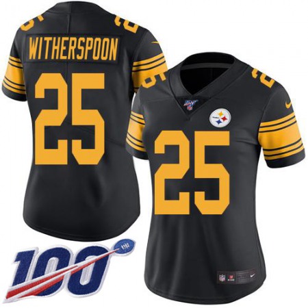 Nike Steelers #25 Ahkello Witherspoon Black Women's Stitched NFL Limited Rush 100th Season Jersey