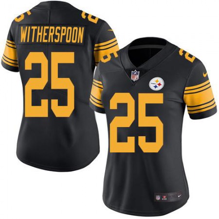 Nike Steelers #25 Ahkello Witherspoon Black Women's Stitched NFL Limited Rush Jersey