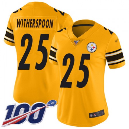 Nike Steelers #25 Ahkello Witherspoon Gold Women's Stitched NFL Limited Inverted Legend 100th Season Jersey
