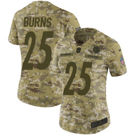 Nike Steelers #25 Artie Burns Camo Women's Stitched NFL Limited 2018 Salute to Service Jersey