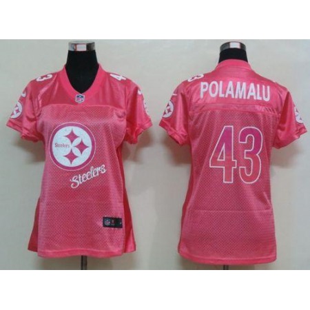 Nike Steelers #43 Troy Polamalu Pink Women's Fem Fan NFL Game Jersey
