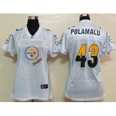 Nike Steelers #43 Troy Polamalu White Women's Fem Fan NFL Game Jersey