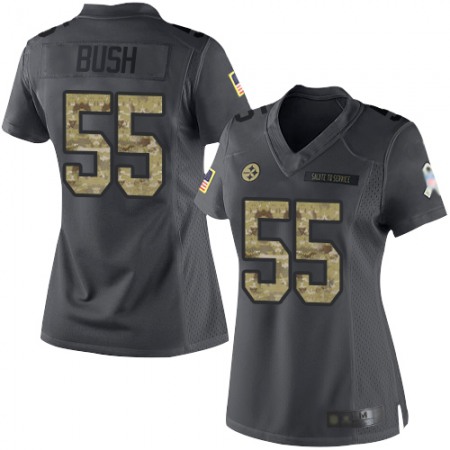 Nike Steelers #55 Devin Bush Black Women's Stitched NFL Limited 2016 Salute to Service Jersey