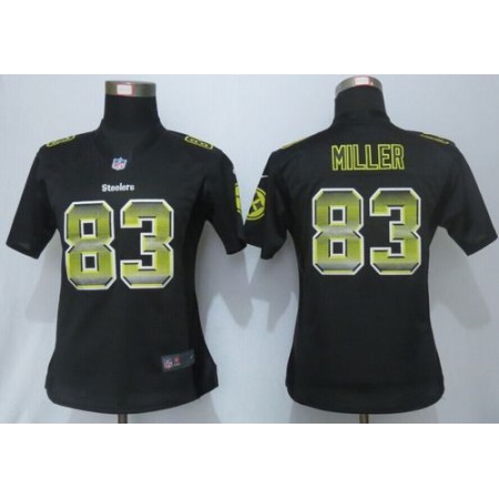 Nike Steelers #83 Heath Miller Black Team Color Women's Stitched NFL Elite Strobe Jersey