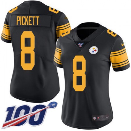 Nike Steelers #8 Kenny Pickett Black Women's Stitched NFL Limited Rush 100th Season Jersey