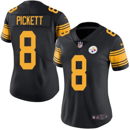 Nike Steelers #8 Kenny Pickett Black Women's Stitched NFL Limited Rush Jersey