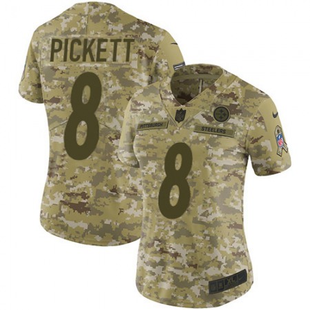 Nike Steelers #8 Kenny Pickett Camo Women's Stitched NFL Limited 2018 Salute To Service Jersey