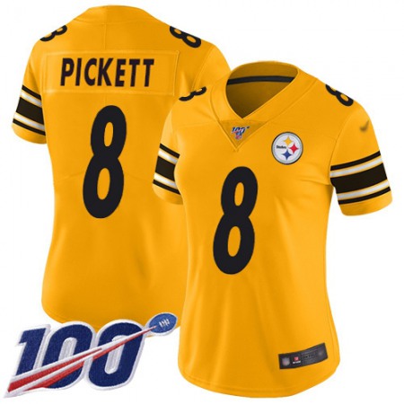 Nike Steelers #8 Kenny Pickett Gold Women's Stitched NFL Limited Inverted Legend 100th Season Jersey