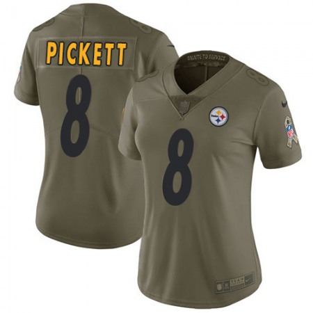 Nike Steelers #8 Kenny Pickett Olive Women's Stitched NFL Limited 2017 Salute To Service Jersey