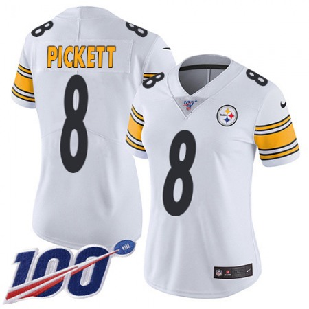 Nike Steelers #8 Kenny Pickett White Women's Stitched NFL 100th Season Vapor Untouchable Limited Jersey