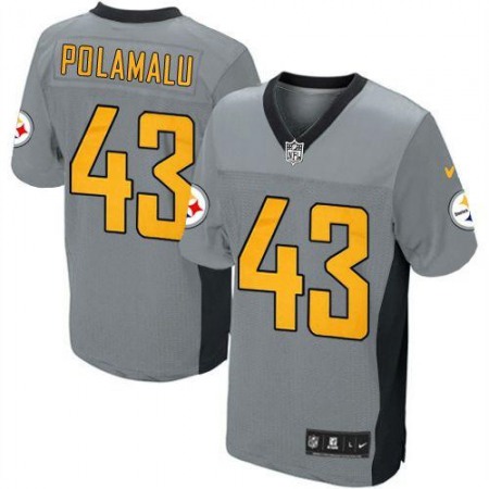 Nike Steelers #43 Troy Polamalu Grey Shadow Youth Stitched NFL Elite Jersey