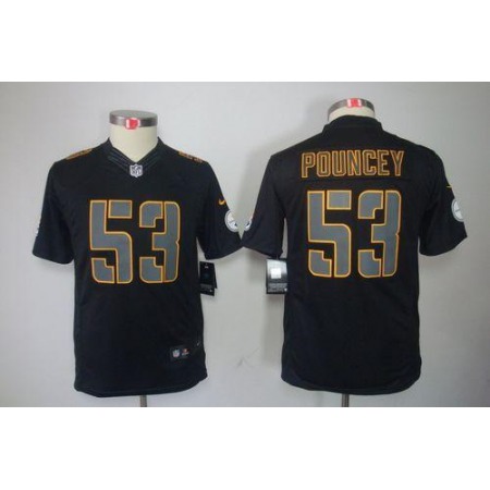 Nike Steelers #53 Maurkice Pouncey Black Impact Youth Stitched NFL Limited Jersey