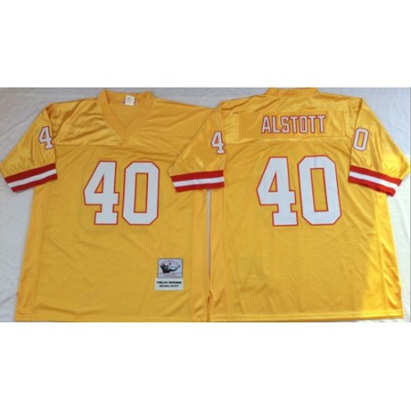 Mitchell And Ness Buccaneers #40 Mike Alstott Gold Throwback Stitched NFL Jersey