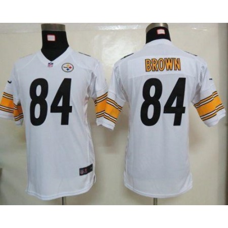 Nike Steelers #84 Antonio Brown White Youth Stitched NFL Elite Jersey
