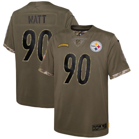 Pittsburgh Steelers #90 T.J. Watt Nike Youth 2022 Salute To Service Limited Jersey - Olive