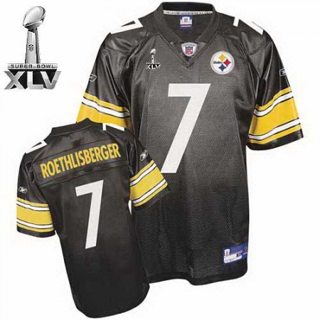 Steelers #7 Ben Roethlisberger Black Super Bowl XLV Stitched Youth NFL Jersey