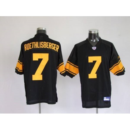 Steelers #7 Ben Roethlisberger Black With Yellow Number Stitched Youth NFL Jersey