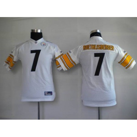 Steelers #7 Ben Roethlisberger White Stitched Youth NFL Jersey