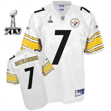 Steelers #7 Ben Roethlisberger White Super Bowl XLV Stitched Youth NFL Jersey