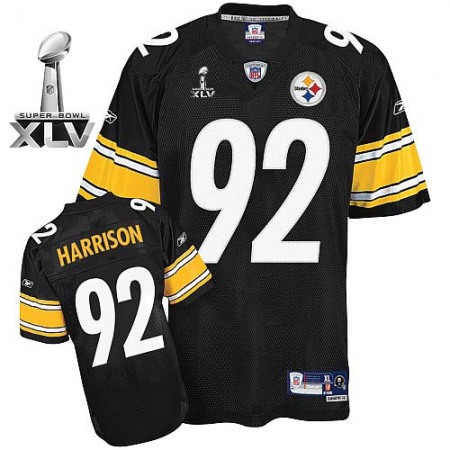 Steelers #92 James Harrison Black Super Bowl XLV Stitched Youth NFL Jersey