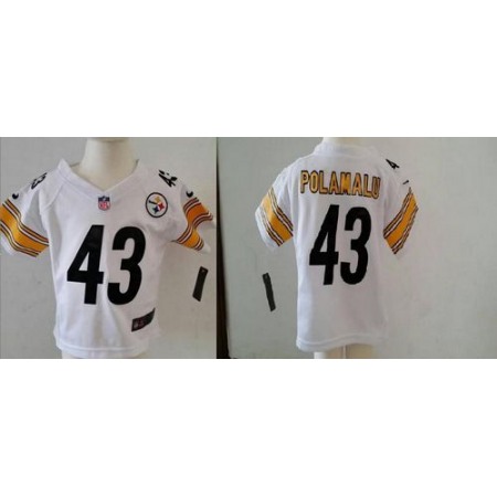 Toddler Nike Steelers #43 Troy Polamalu White Stitched NFL Elite Jersey