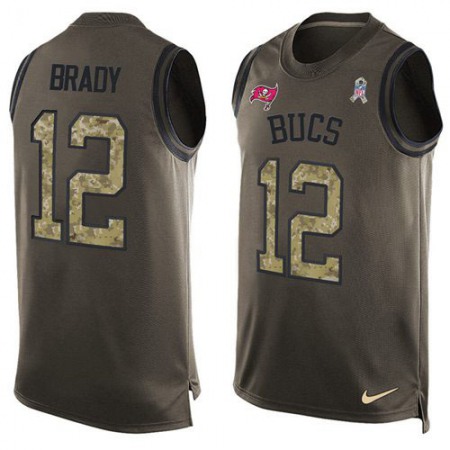 Nike Buccaneers #12 Tom Brady Green Men's Stitched NFL Limited Salute To Service Tank Top Jersey