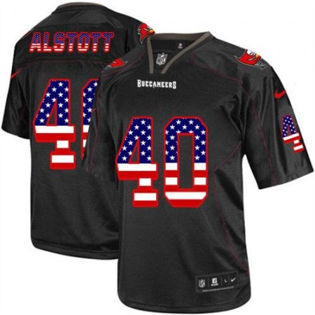 Nike Buccaneers #40 Mike Alstott Black Men's Stitched NFL Elite USA Flag Fashion Jersey