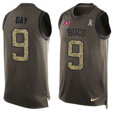 Nike Buccaneers #9 Matt Gay Green Men's Stitched NFL Limited Salute To Service Tank Top Jersey