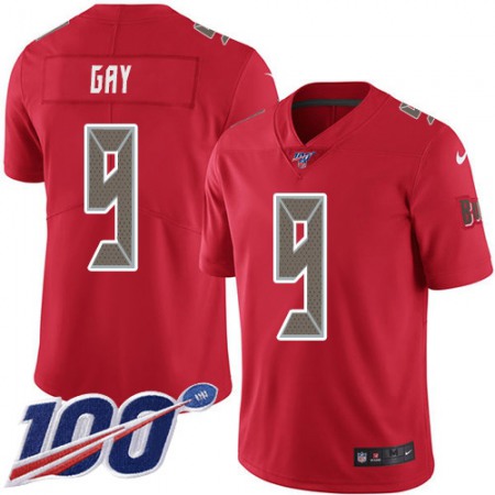 Nike Buccaneers #9 Matt Gay Red Men's Stitched NFL Limited Rush 100th Season Jersey
