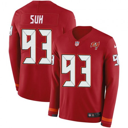 Nike Buccaneers #93 Ndamukong Suh Red Team Color Men's Stitched NFL Limited Therma Long Sleeve Jersey