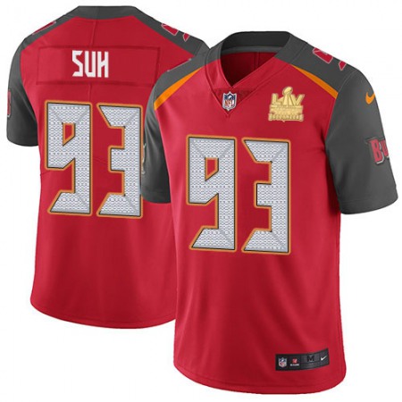 Nike Buccaneers #93 Ndamukong Suh Red Team Color Men's Super Bowl LV Champions Patch NFL Vapor Untouchable Limited Jersey