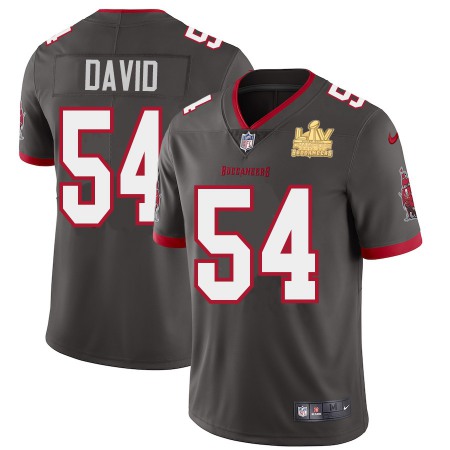 Tampa Bay Buccaneers #54 Lavonte David Men's Super Bowl LV Champions Patch Nike Pewter Alternate Vapor Limited Jersey